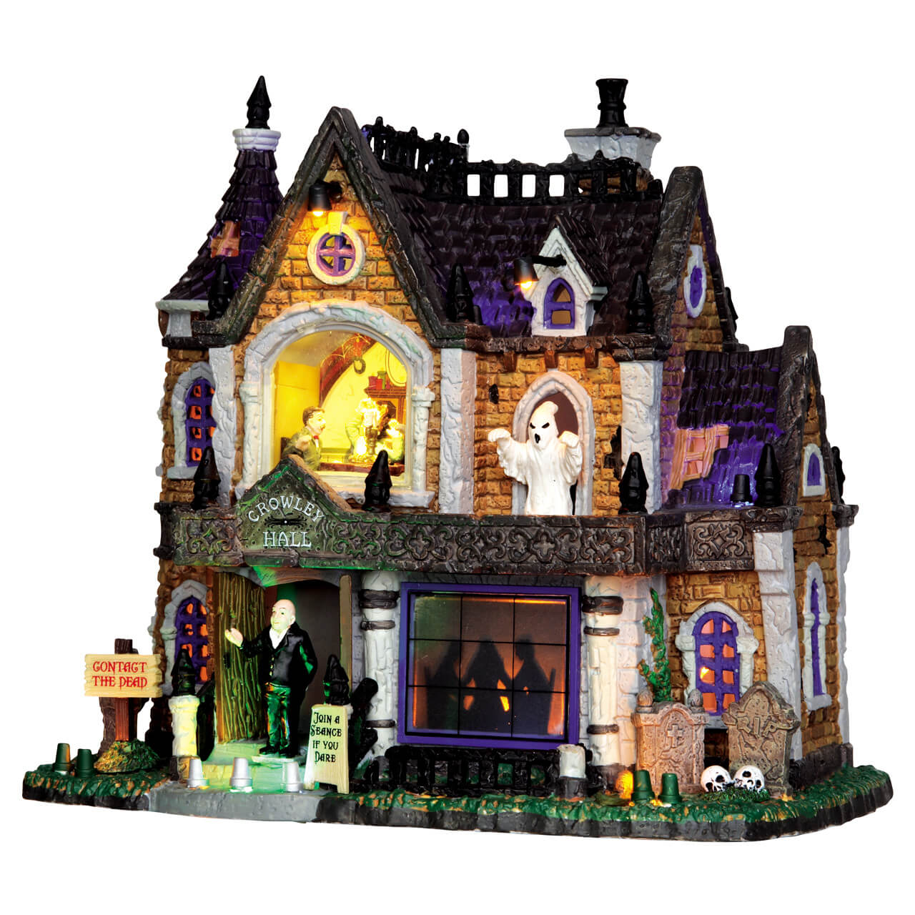 Lemax Cursed Cuckoo Haus Clock Halloween Village Animated Sound store Grim Reaper LEDs