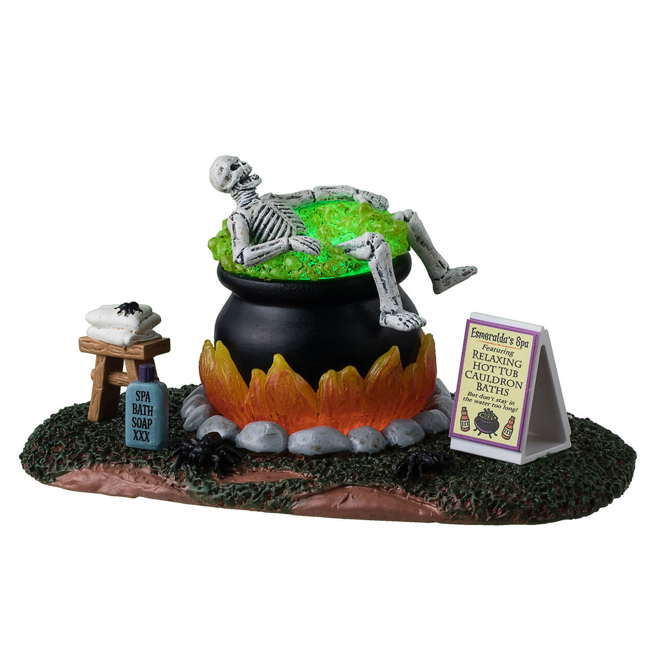 Lemax Spooky Town selling SPOOKY CAULDRON Giant Squid Tentacles in Boiling Cauldron, Lit