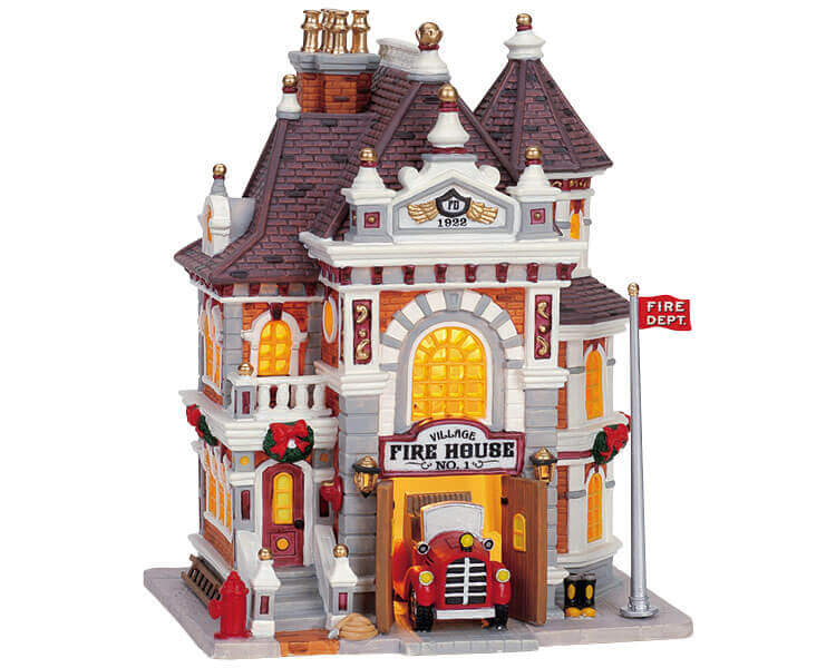 Lemax hot Plymouth Corners North Harbor Fire Station Christmas Village