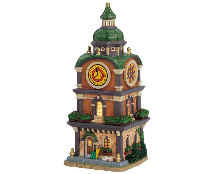 Lemax newest Christmas Clock Tower Village Piece 2014 Animated